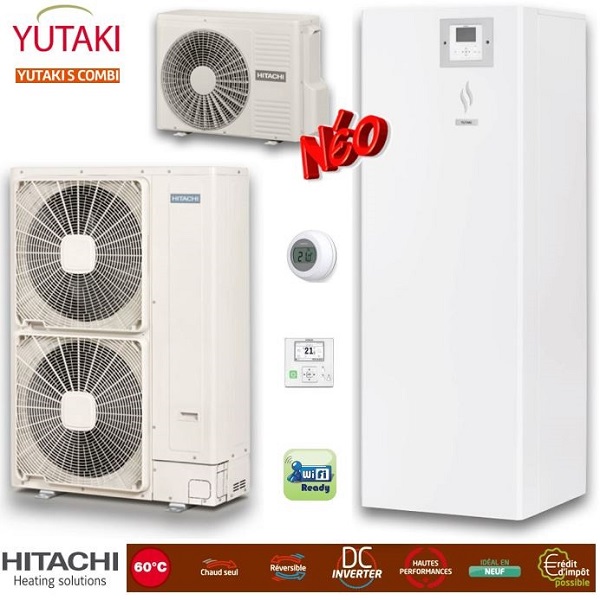 Hitachi Yutaki S Combi split ZNX Αντλίες θερμότητας μεσαίων θερμοκρασιών (60°C) ψύξη & θέρμανση με υδραυλικό πακέτο